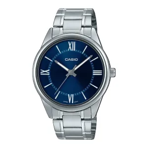 Casio Silver Stainless Steel Blue Dial Quartz Watch for Gents - MTP-V005D-2B5UDF