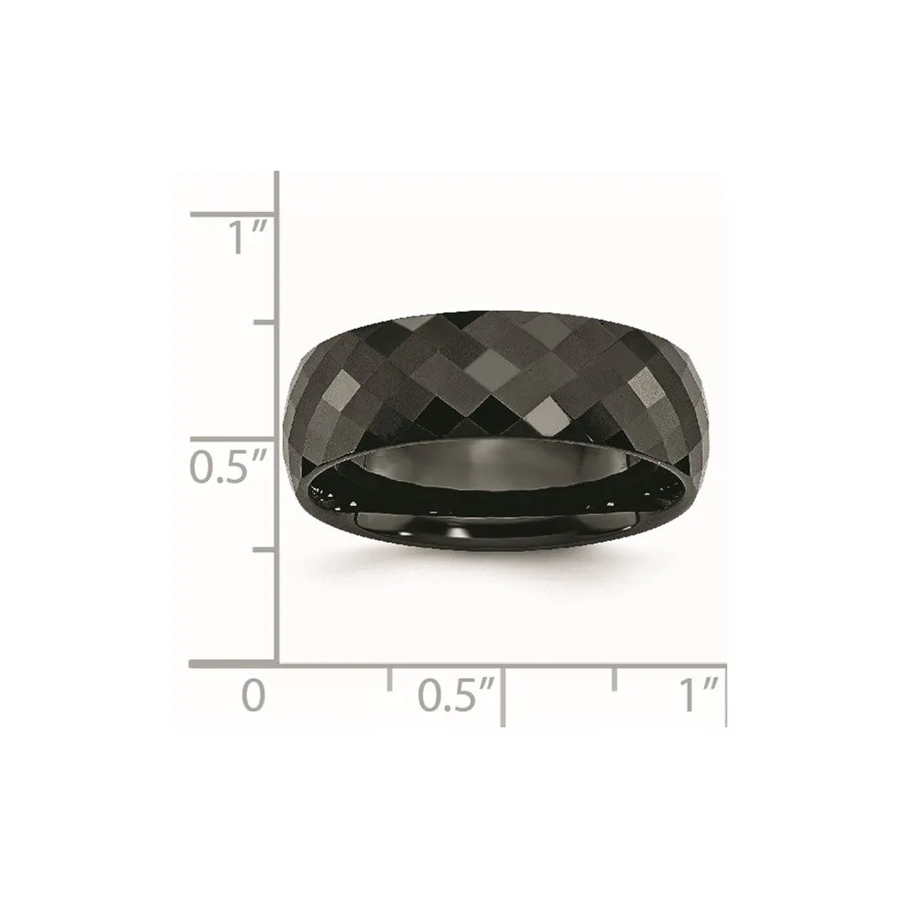 Ceramic Black Faceted 7.5mm Polished Band
