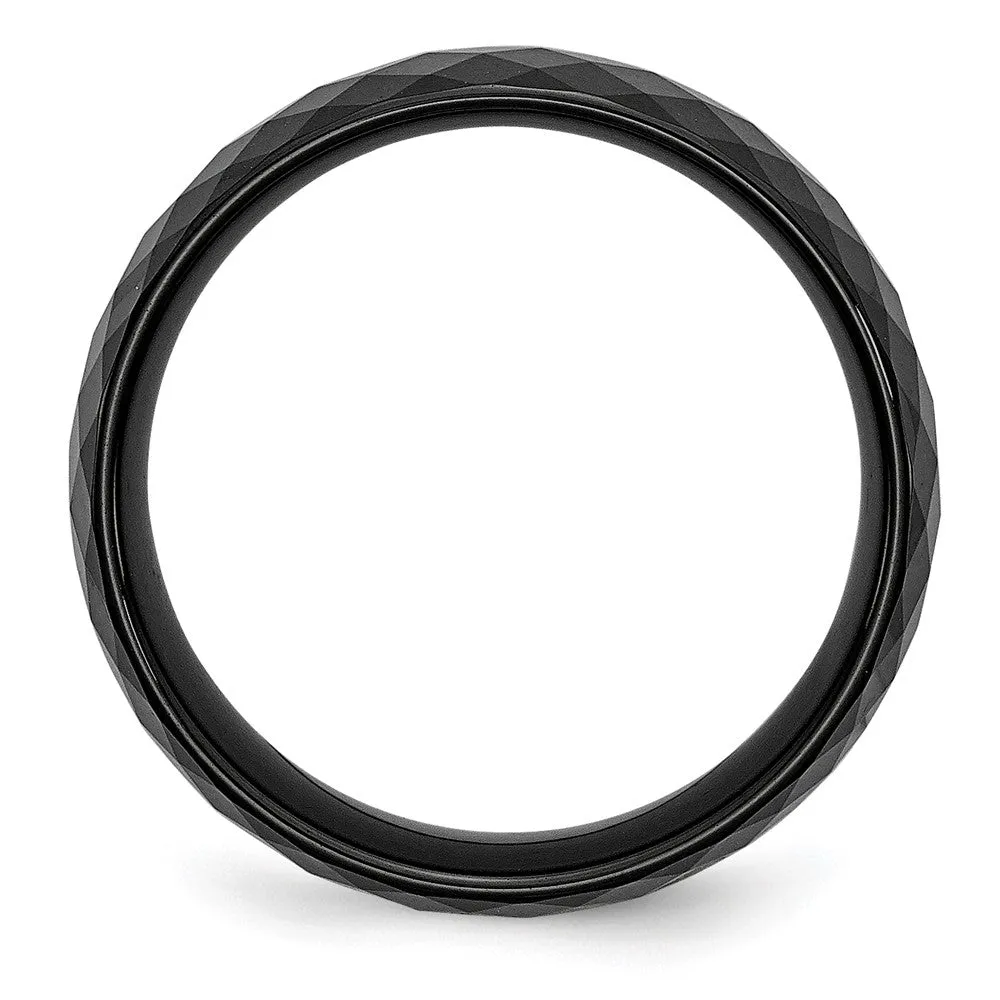 Ceramic Black Faceted 7.5mm Polished Band