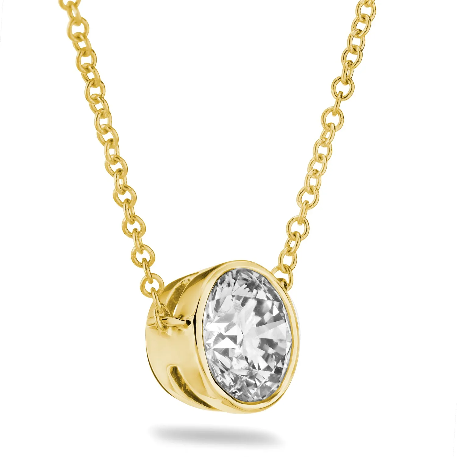 Certified 14 Karat Gold Lab Grown Diamond Bezel Pendant Necklace