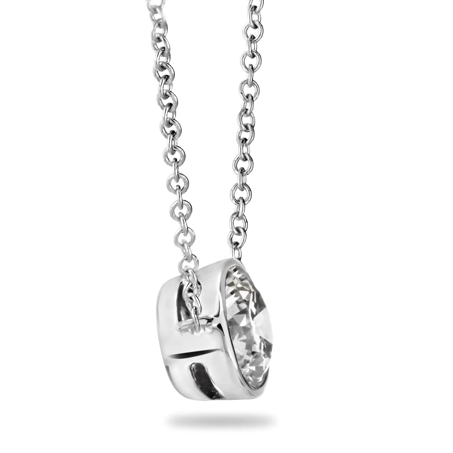 Certified 14 Karat Gold Lab Grown Diamond Bezel Pendant Necklace