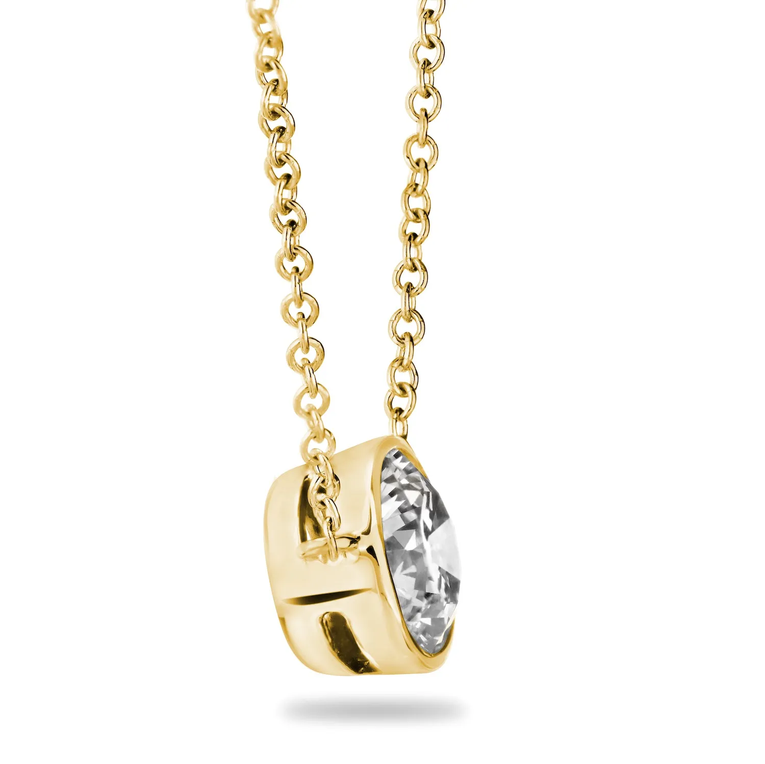 Certified 14 Karat Gold Lab Grown Diamond Bezel Pendant Necklace