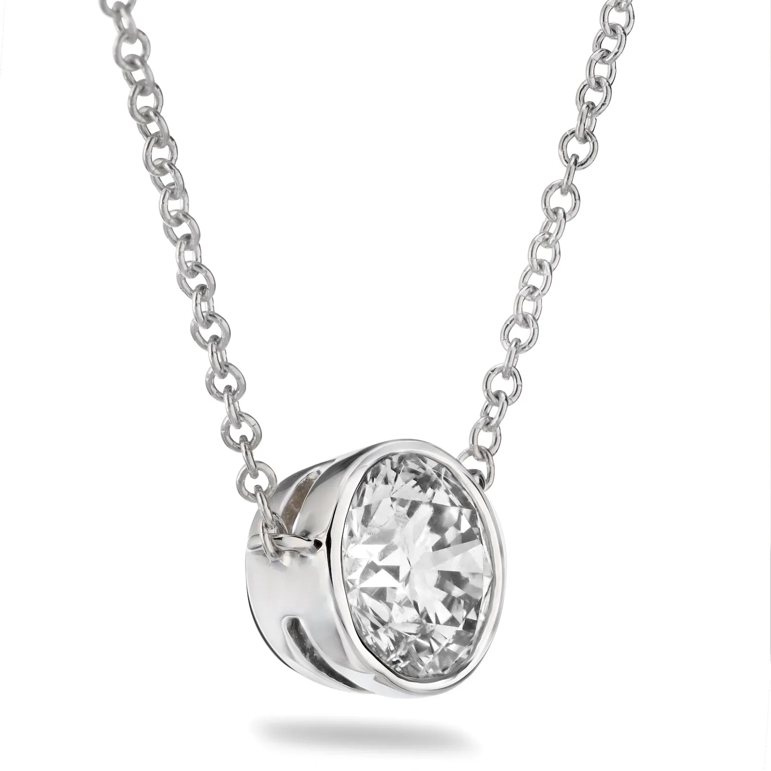 Certified 14 Karat Gold Lab Grown Diamond Bezel Pendant Necklace