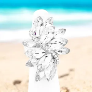 CHARISMA - clear silver marquise rhinestone stretch ring