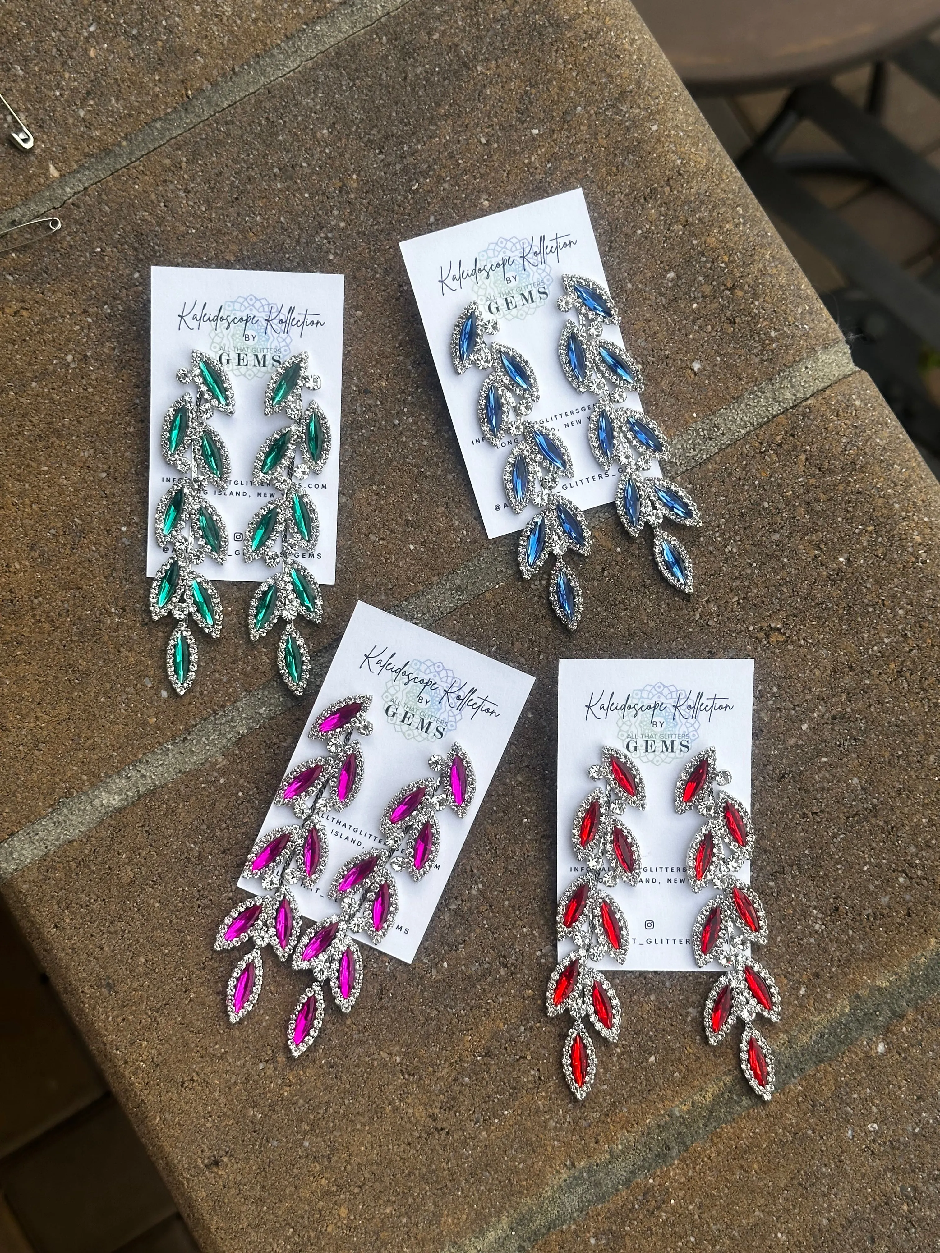 CHARLO - fuchsia & clear rhinestone vine earrings (silver)