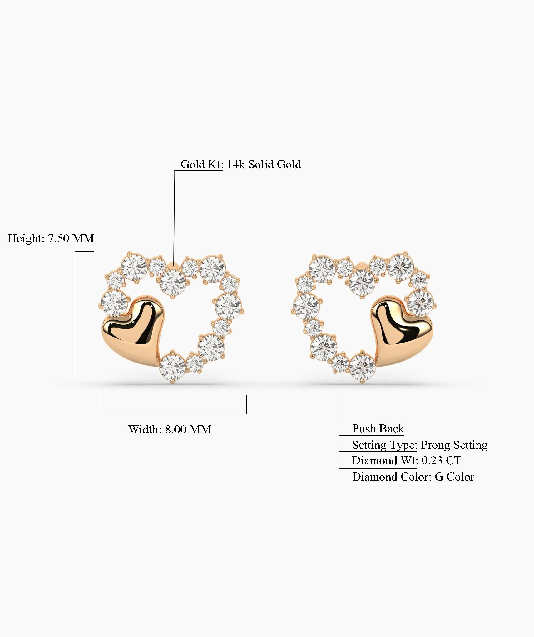 Charming Embellished Heart Studs