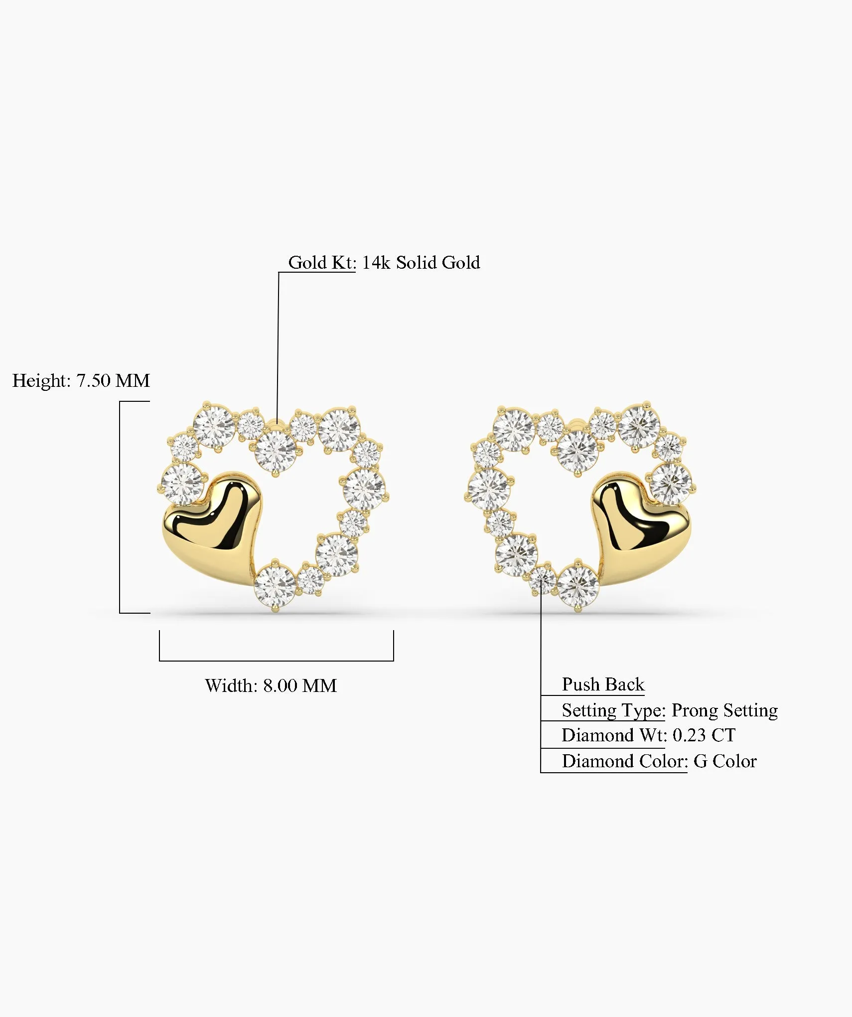 Charming Embellished Heart Studs