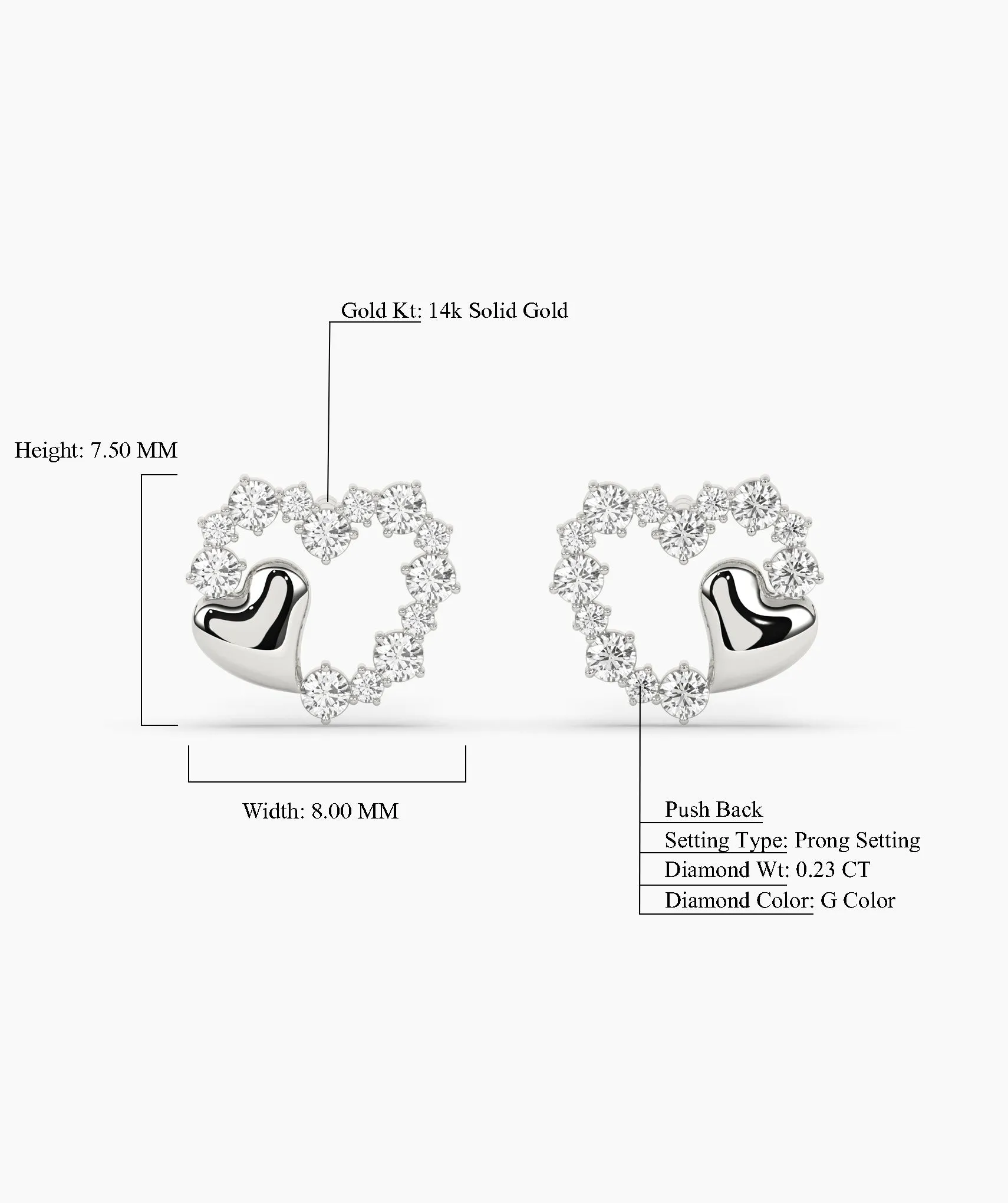Charming Embellished Heart Studs