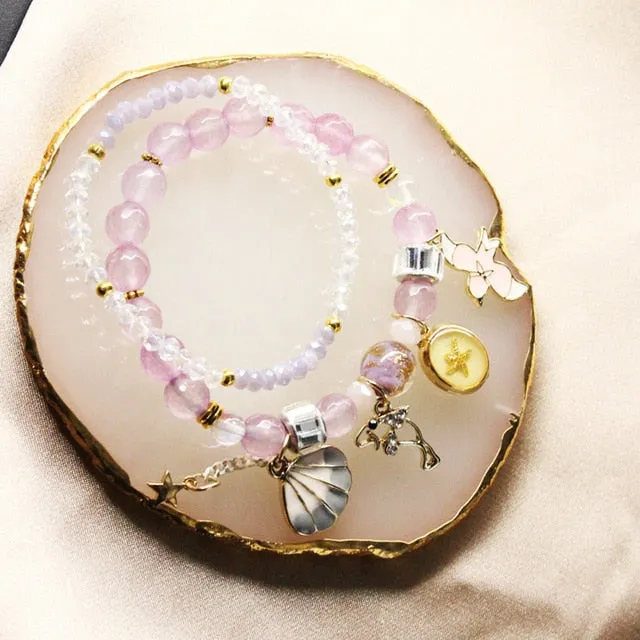 CHENFAN Japanese and Korean style best friend beaded bracelets for women 2020 jewellery Women's bracelet Flower moon Pendant