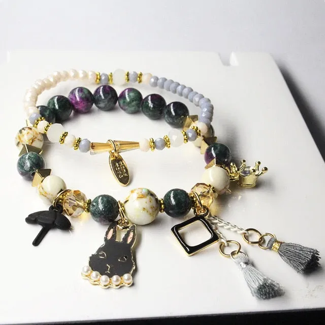 CHENFAN Japanese and Korean style best friend beaded bracelets for women 2020 jewellery Women's bracelet Flower moon Pendant