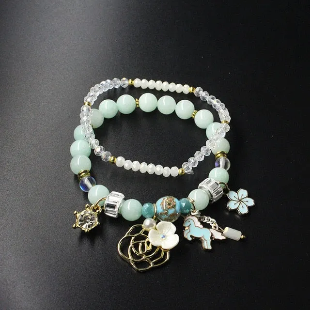 CHENFAN Japanese and Korean style best friend beaded bracelets for women 2020 jewellery Women's bracelet Flower moon Pendant