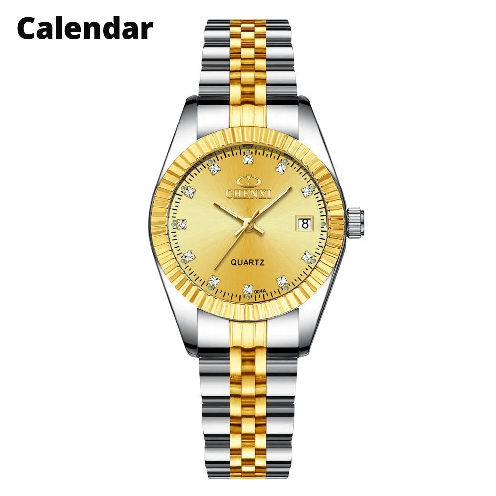 CHENXI Luxury Style Women Watch Stainless Steel Quartz Watches Waterproof Diamond Woman Wristwatch Fashion Elegant Ladies Clock