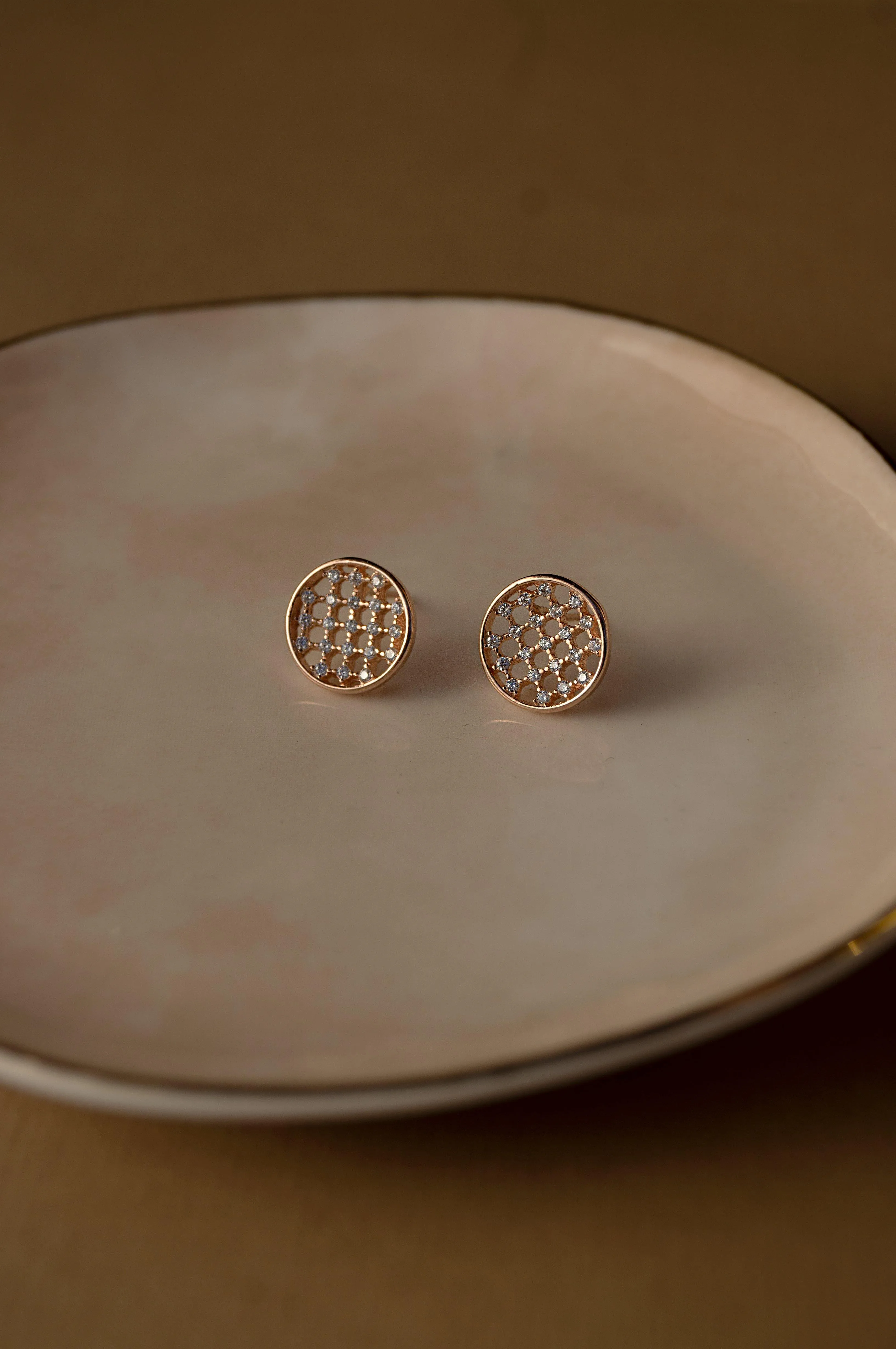 Cheque-Out These Rose Gold Plated Sterling Silver Stud Earrings