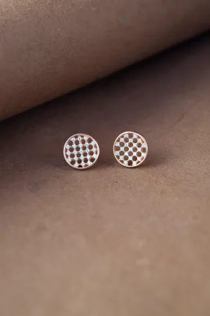 Cheque-Out These Rose Gold Plated Sterling Silver Stud Earrings