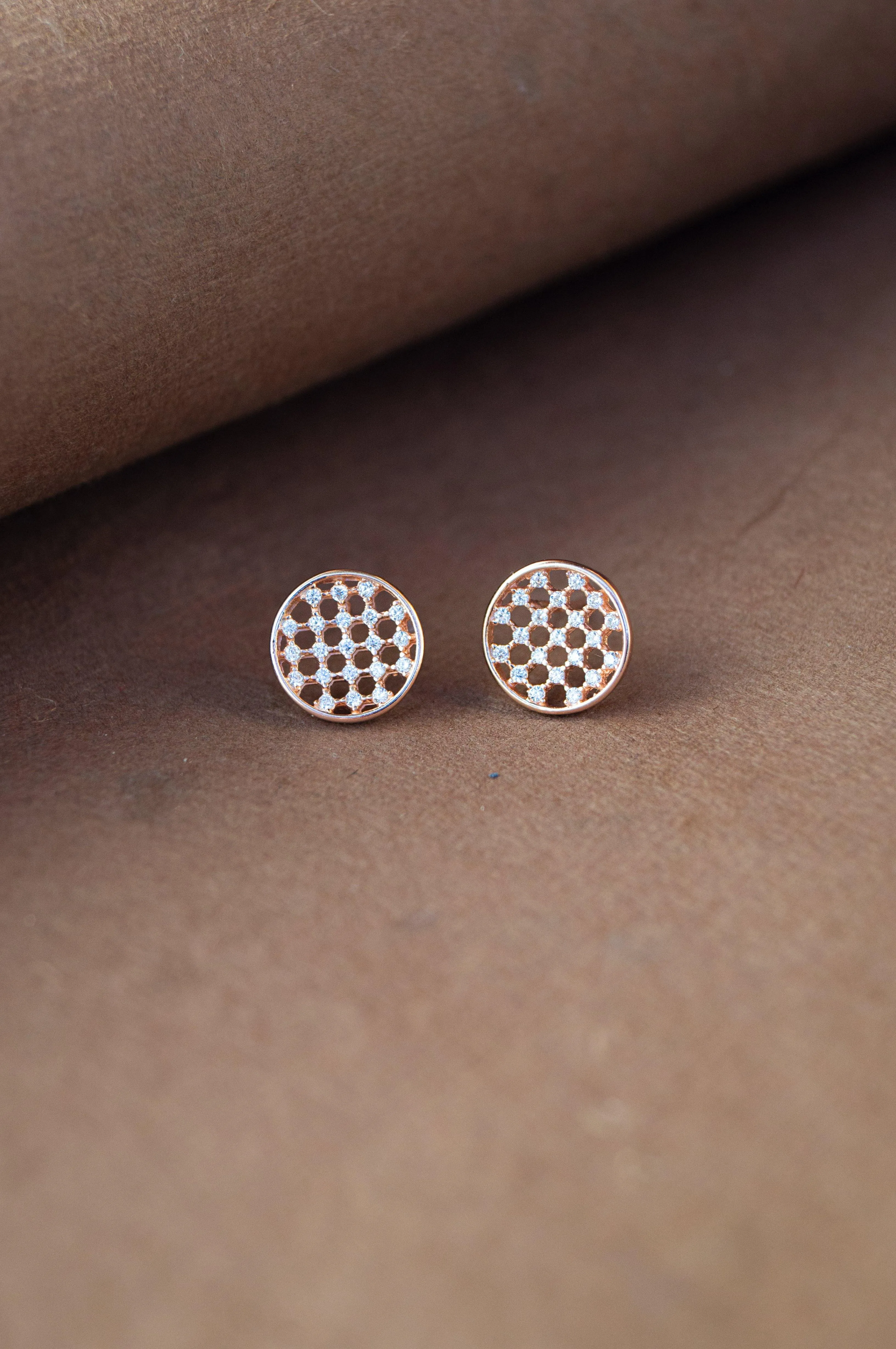 Cheque-Out These Rose Gold Plated Sterling Silver Stud Earrings