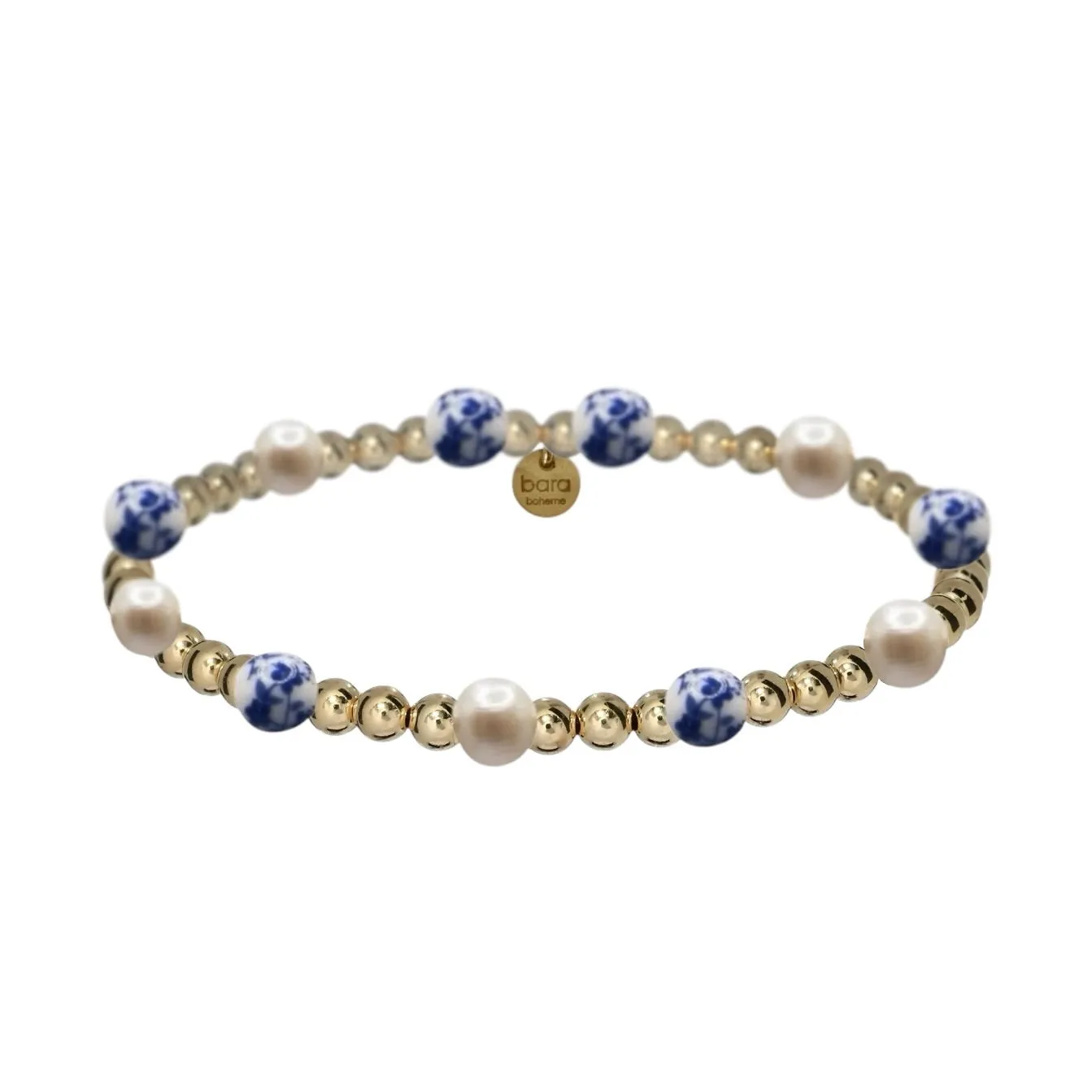 CHERRY BLOSSUM | Floral Porcelain with Gold-Filled beads & Pearls Bracelet