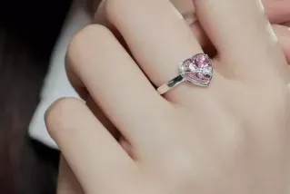 Children's and Teens' Rings:  Sterling Silver, Pink, CZ Ribbon-Wrapped Heart Rings, Adjustable, with Gift Box