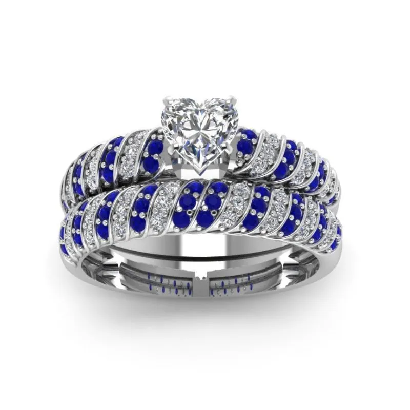 Classic Couple Rings Engagement Jewelry Heart Rings
