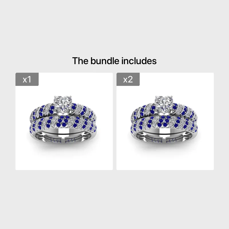 Classic Couple Rings Engagement Jewelry Heart Rings