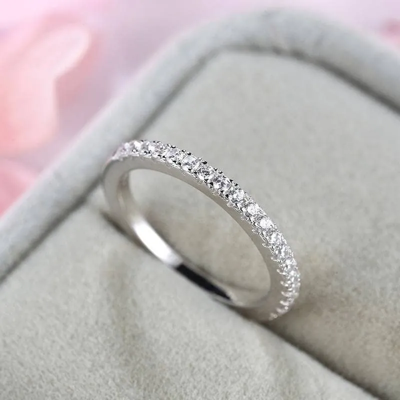 Classic Half Eternity Thin Women's Wedding Band