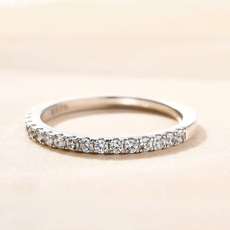 Classic Half Eternity Thin Women's Wedding Band