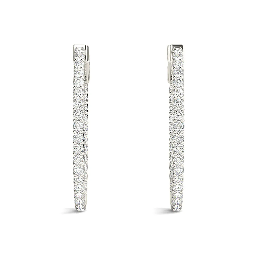 Classic Inside-Out 2.00 ctw Diamond Hoop Earrings Shared Prong