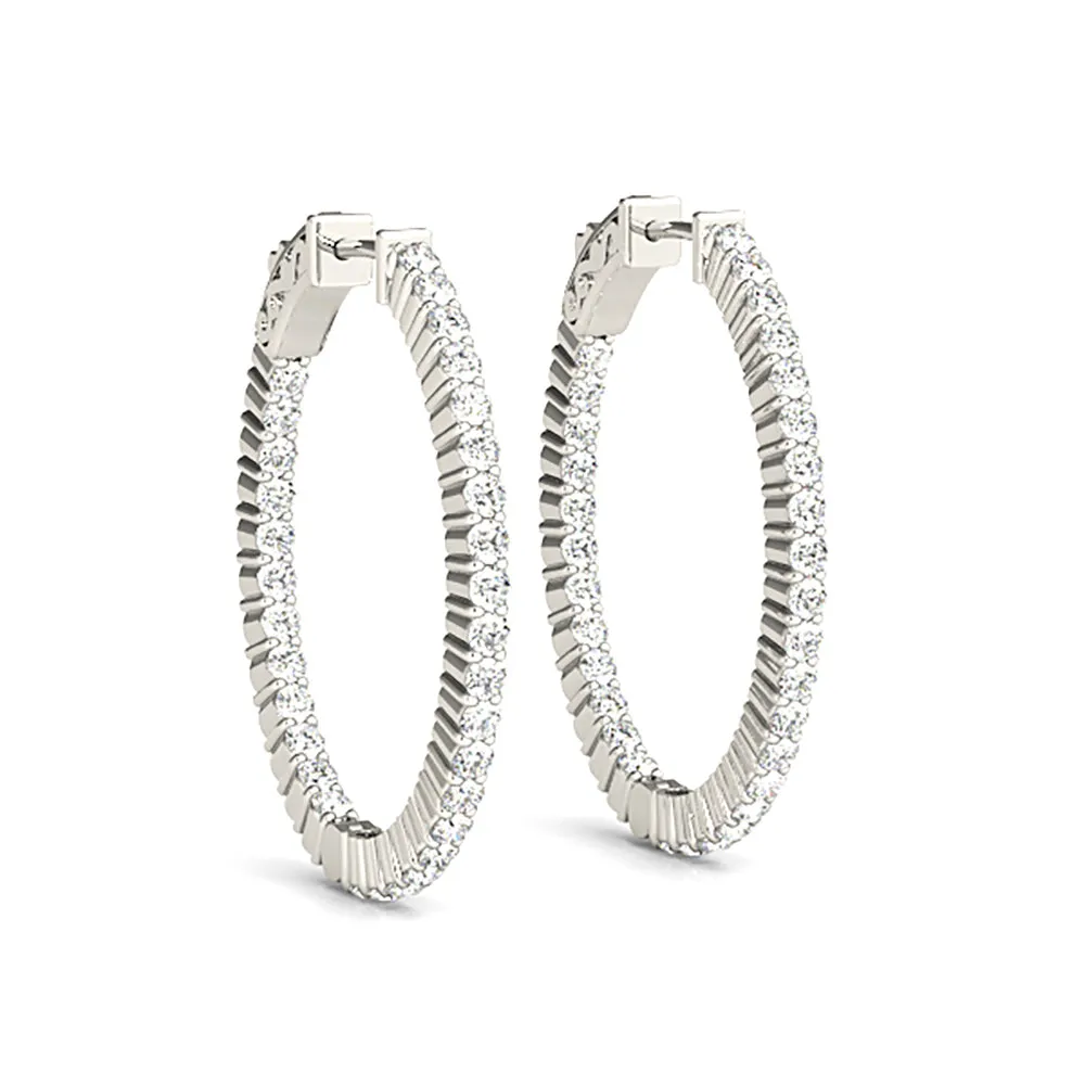 Classic Inside-Out 2.00 ctw Diamond Hoop Earrings Shared Prong