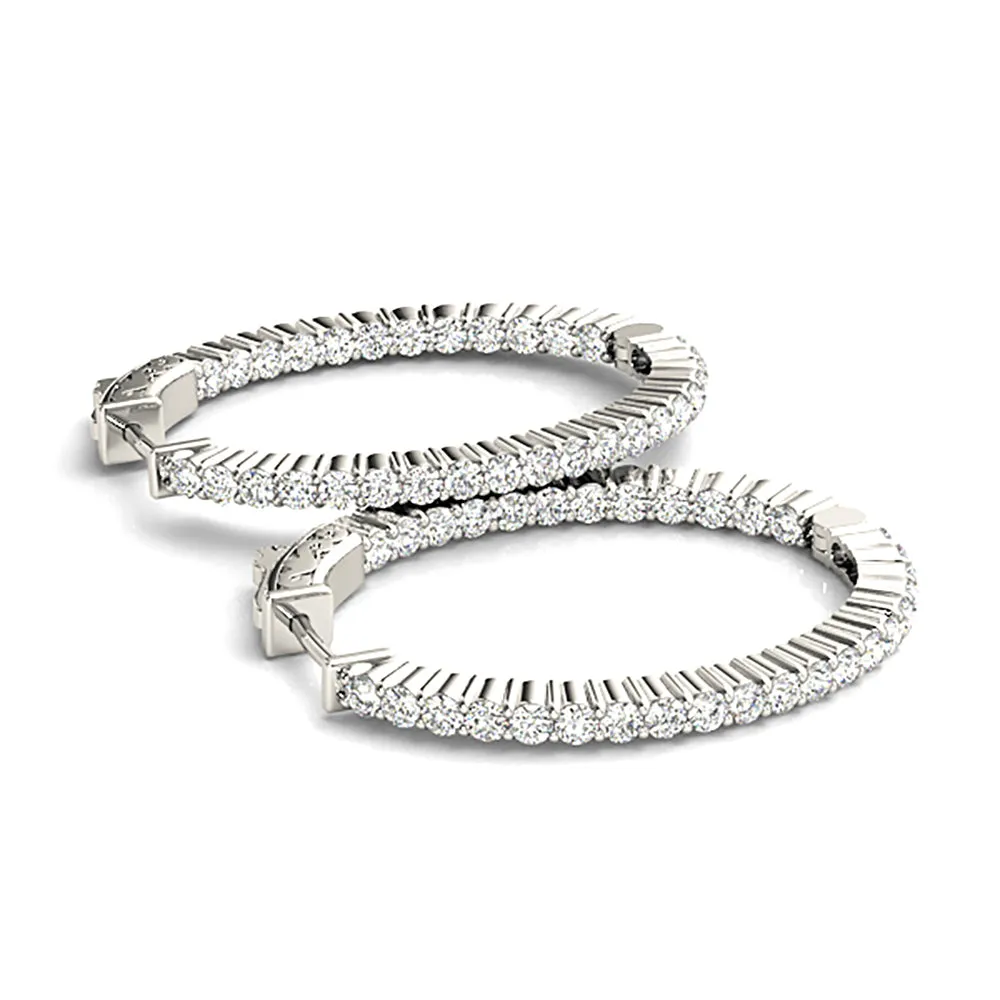 Classic Inside-Out 2.00 ctw Diamond Hoop Earrings Shared Prong