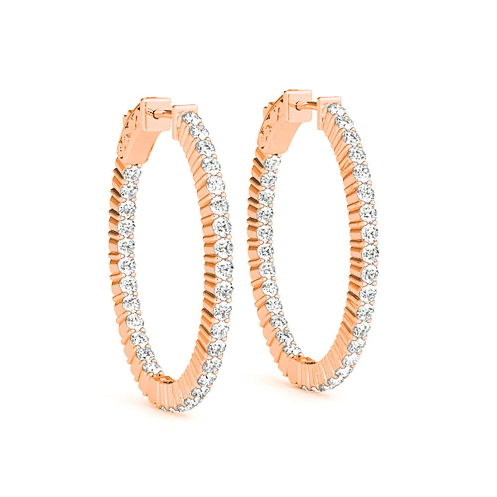 Classic Inside-Out 2.00 ctw Diamond Hoop Earrings Shared Prong