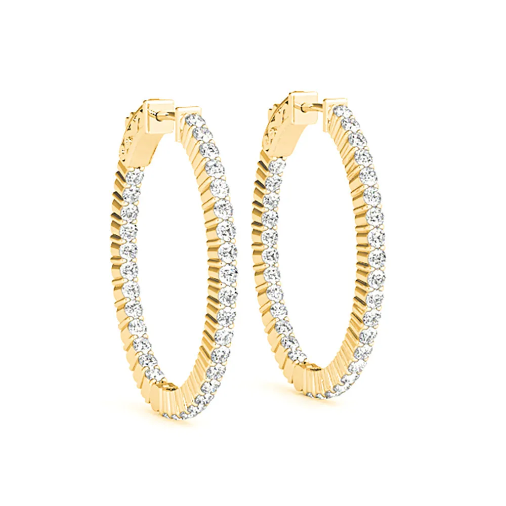 Classic Inside-Out 2.00 ctw Diamond Hoop Earrings Shared Prong
