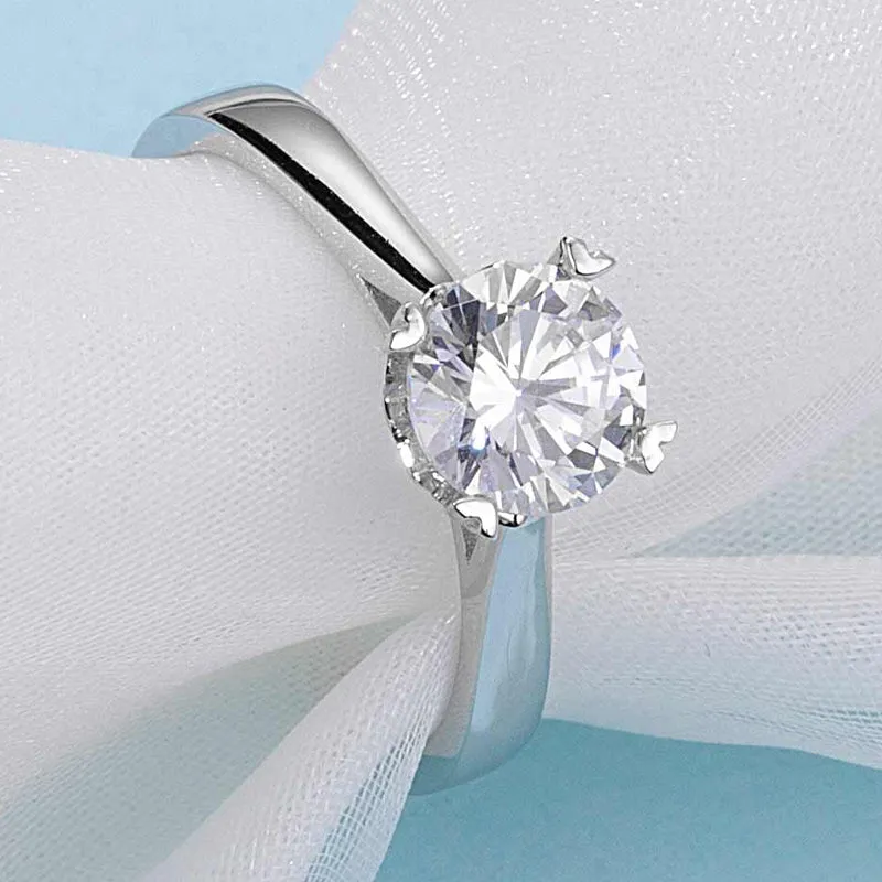 Classic Round Cut Moissanite Diamond Love Solitaire Rings