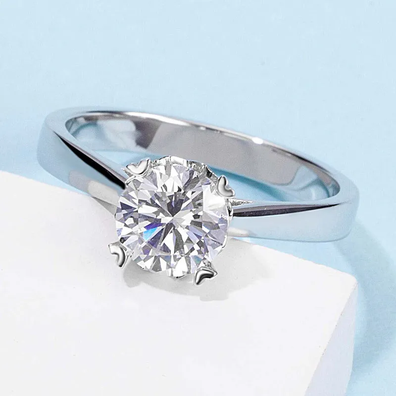 Classic Round Cut Moissanite Diamond Love Solitaire Rings