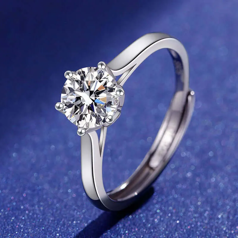 Classic Six Claw Crown Moissanite Ring