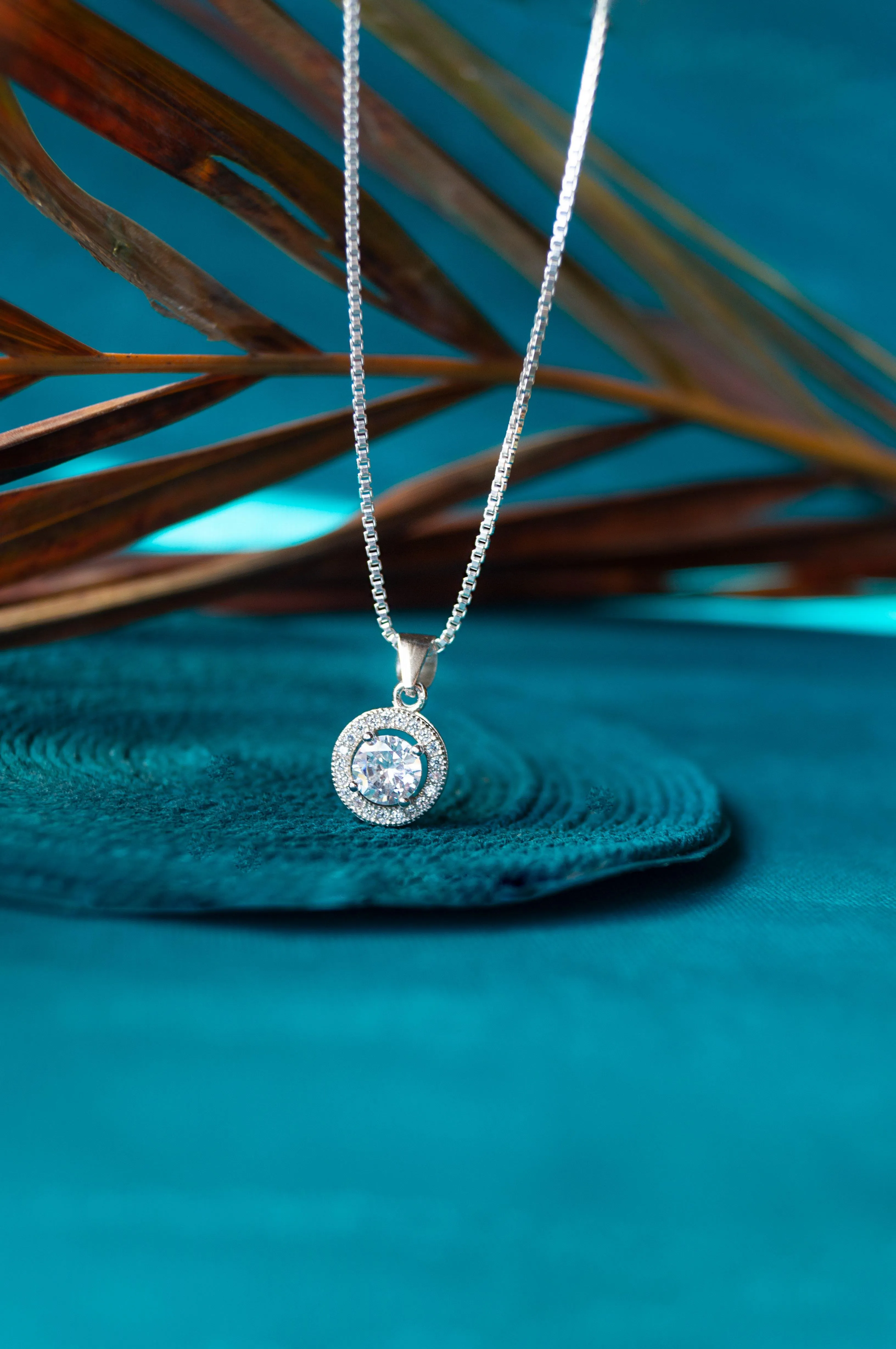 Classic Solitaire Sparkle Sterling Silver Pendant Set