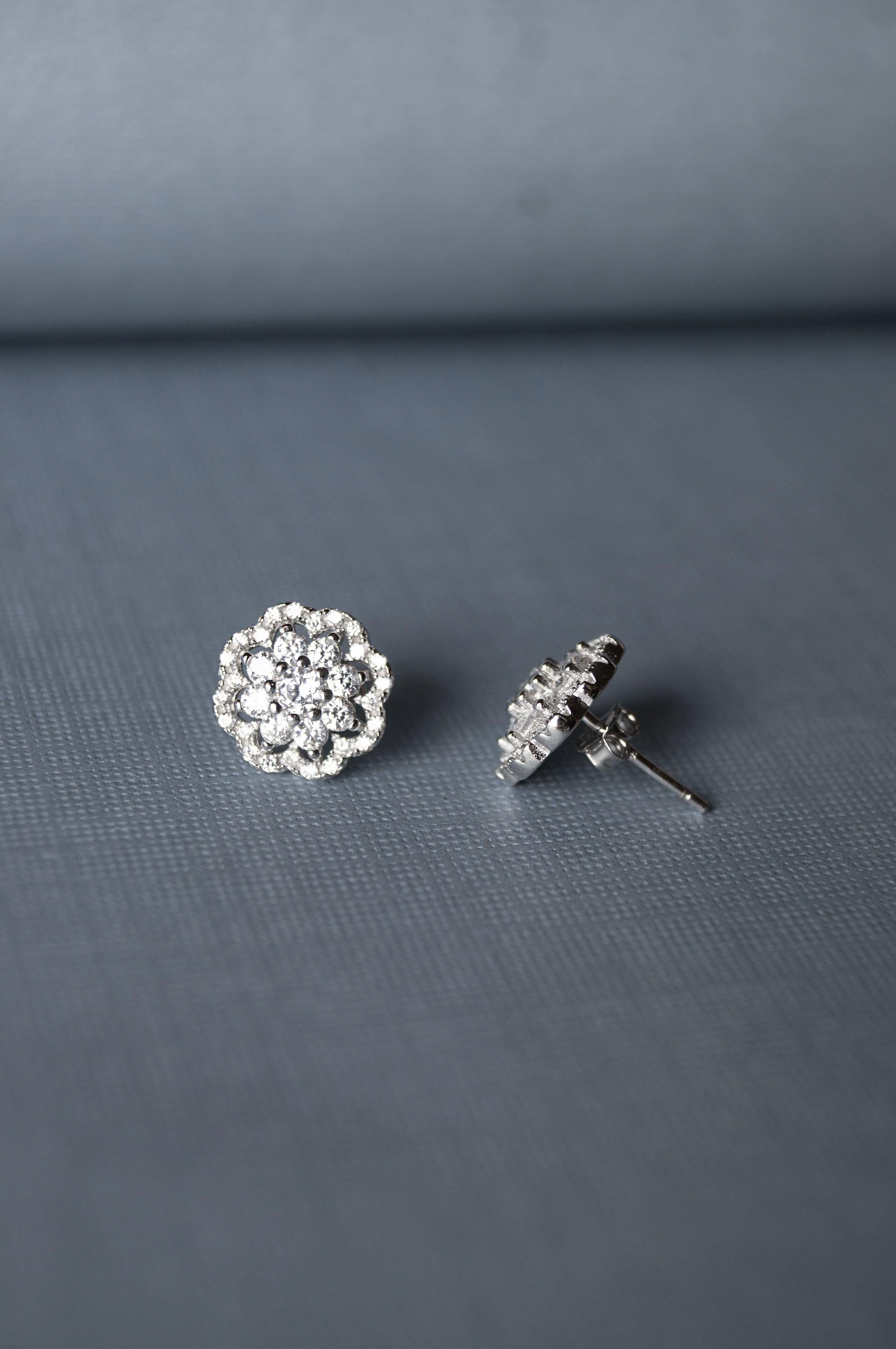 Classic Sparkle Splash Sterling Silver Earrings