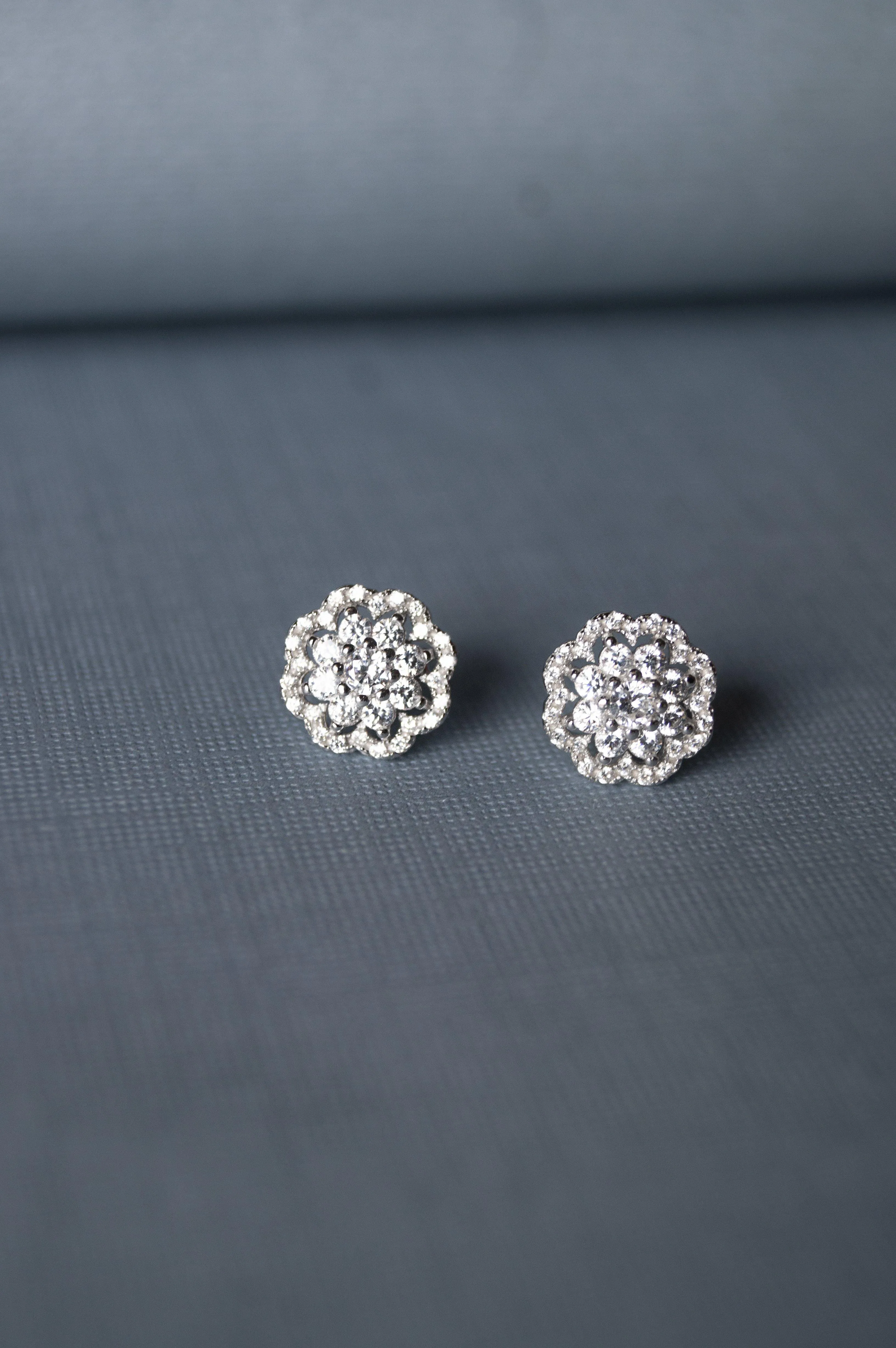 Classic Sparkle Splash Sterling Silver Earrings