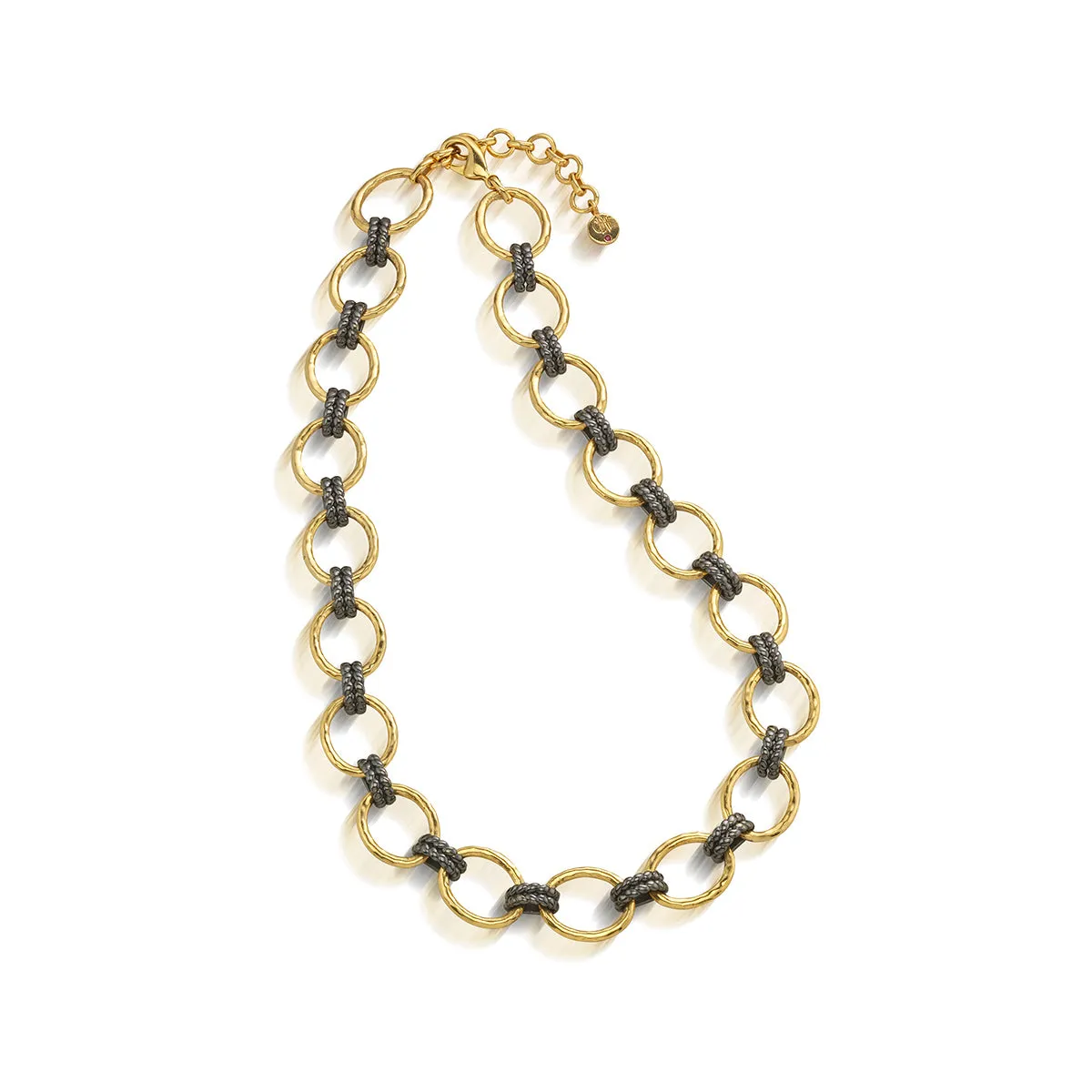 Cleopatra Grande Link Necklace, 16" 2" - Gold/Midnight
