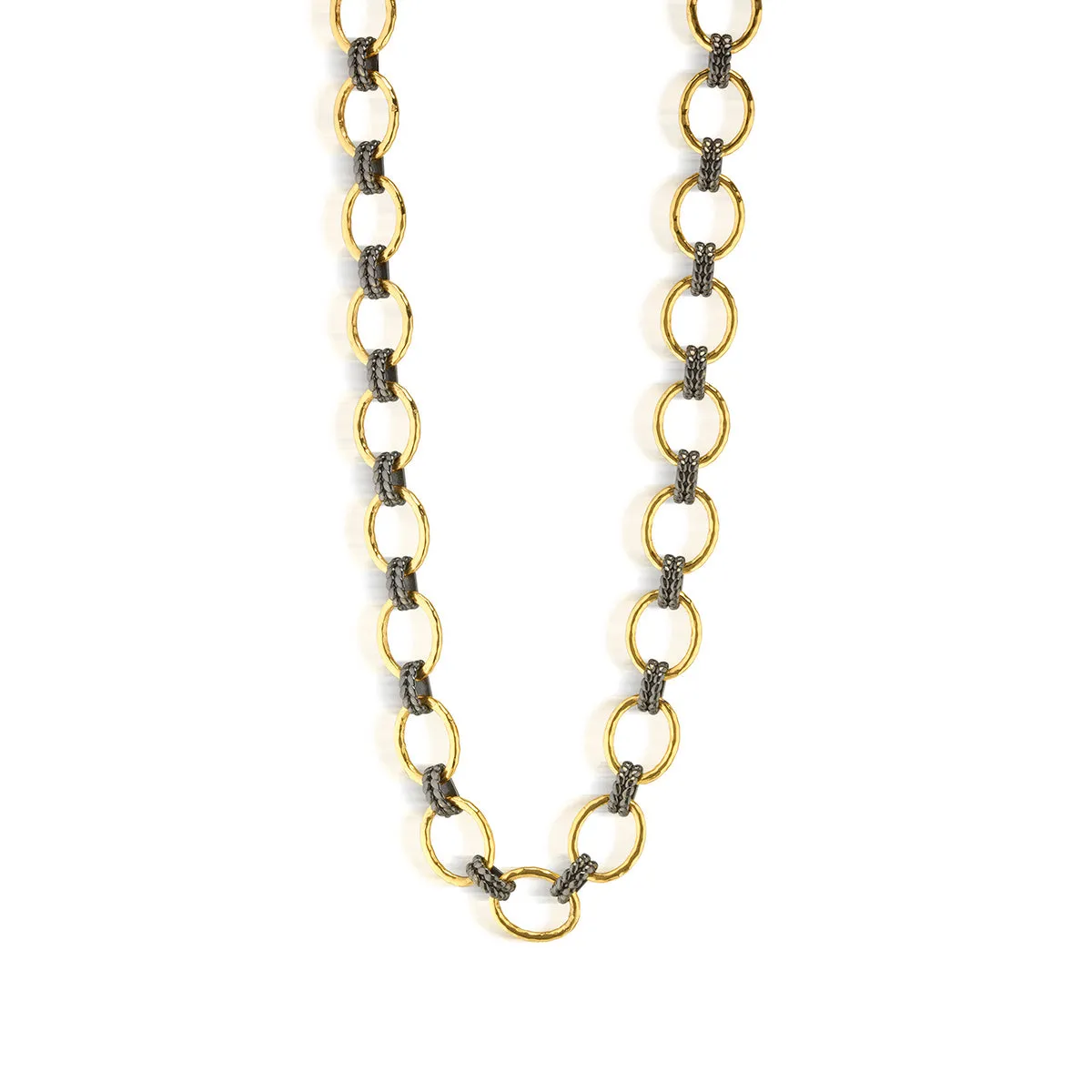 Cleopatra Grande Link Necklace, 16" 2" - Gold/Midnight