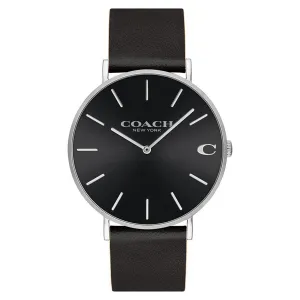Coach Charles Black Leather Men's Watch - 14602149
