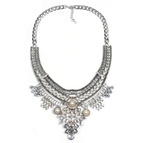 Collar ZA Necklaces Pendants Vintage Crystal Maxi Choker Statement Silver Boho Big Fashion Women Jewellery