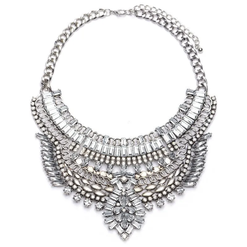 Collar ZA Necklaces Pendants Vintage Crystal Maxi Choker Statement Silver Boho Big Fashion Women Jewellery