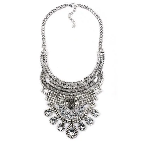 Collar ZA Necklaces Pendants Vintage Crystal Maxi Choker Statement Silver Boho Big Fashion Women Jewellery