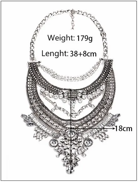 Collar ZA Necklaces Pendants Vintage Crystal Maxi Choker Statement Silver Boho Big Fashion Women Jewellery