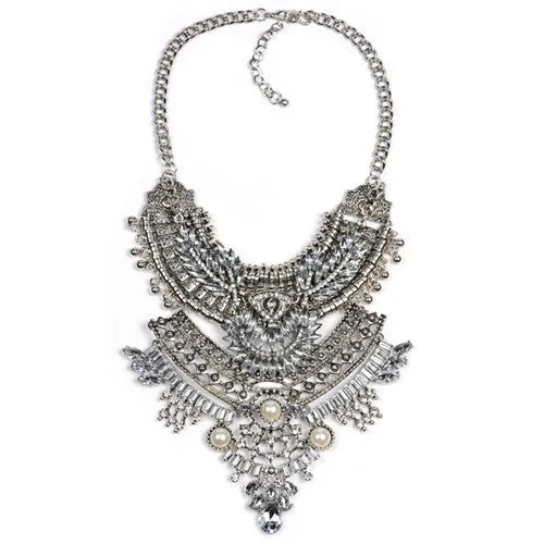 Collar ZA Necklaces Pendants Vintage Crystal Maxi Choker Statement Silver Boho Big Fashion Women Jewellery