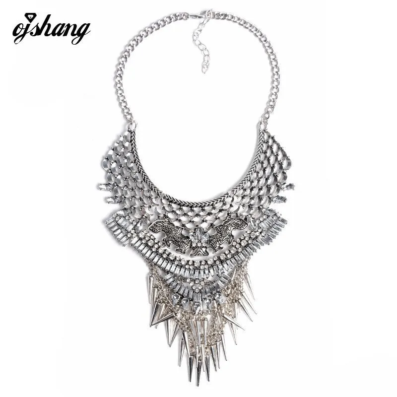 Collar ZA Necklaces Pendants Vintage Crystal Maxi Choker Statement Silver Boho Big Fashion Women Jewellery