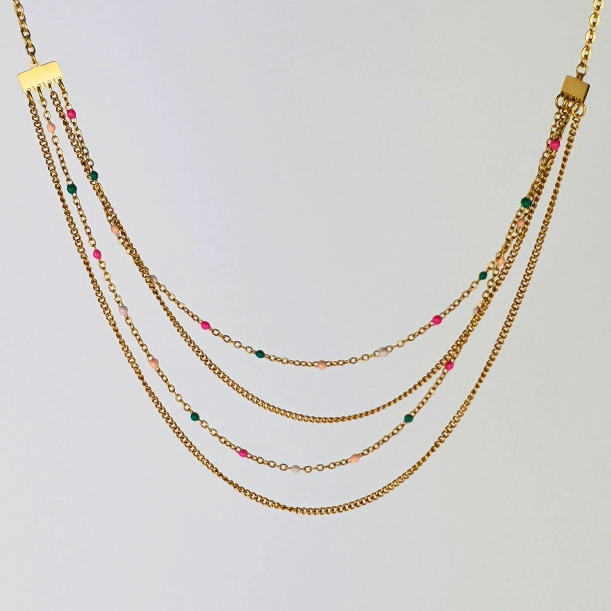 Colour Cascade Necklace - Gold