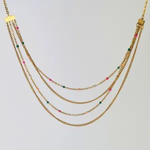 Colour Cascade Necklace - Gold