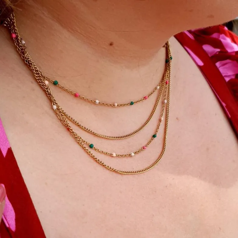 Colour Cascade Necklace - Gold