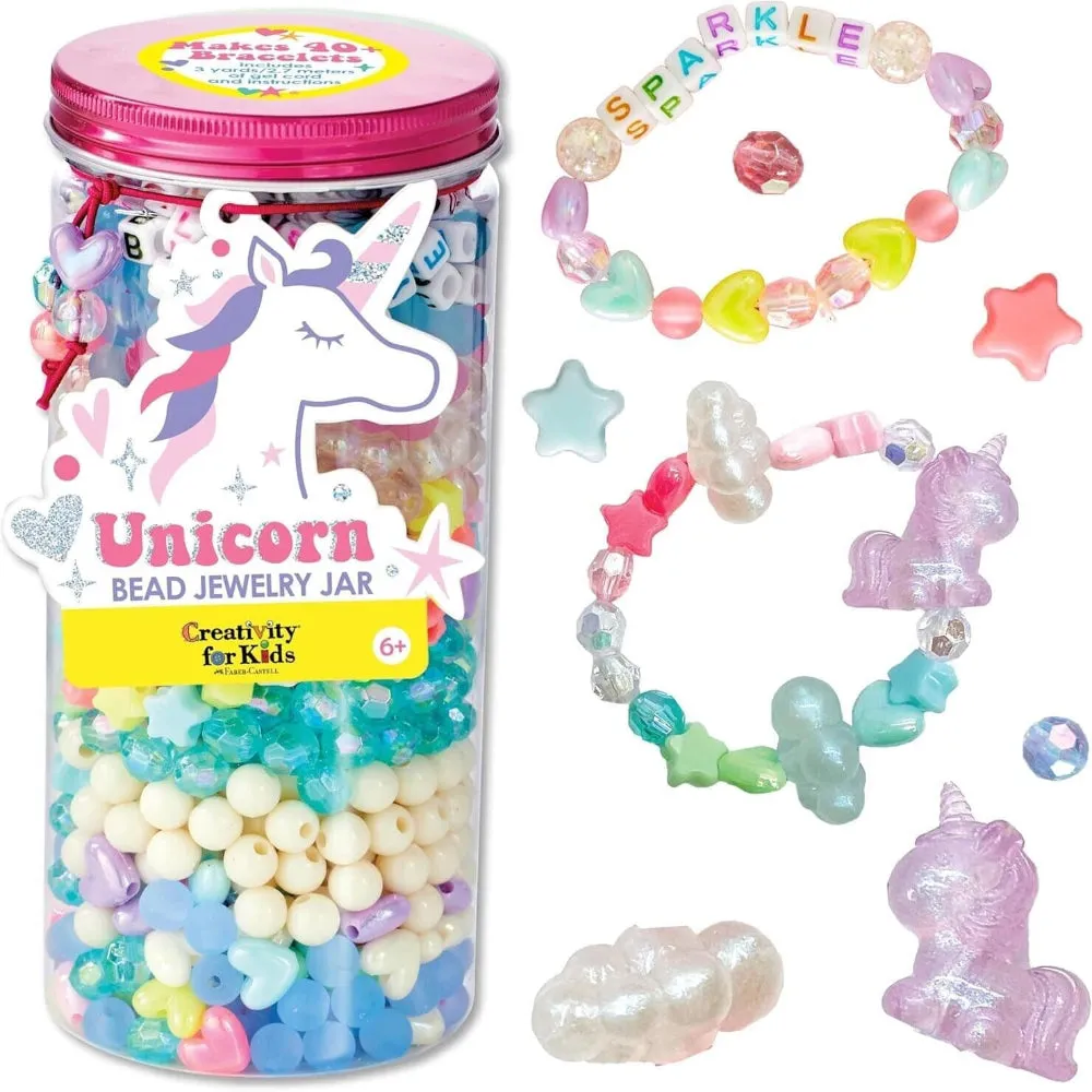 Creatology Unicorn Charm Beads DIY Jewelry Making Kit for Girls with Portable Travel Jar