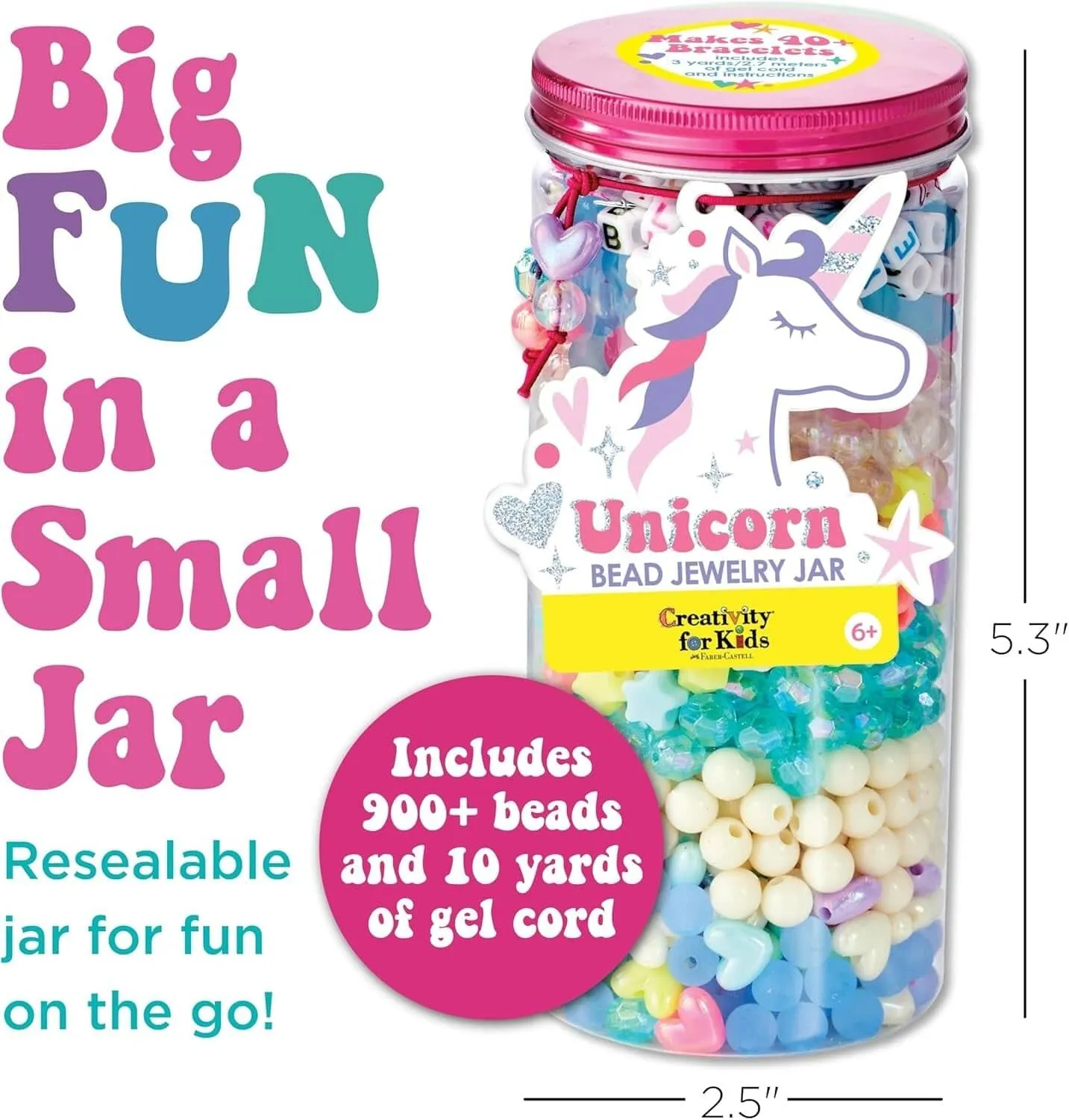 Creatology Unicorn Charm Beads DIY Jewelry Making Kit for Girls with Portable Travel Jar